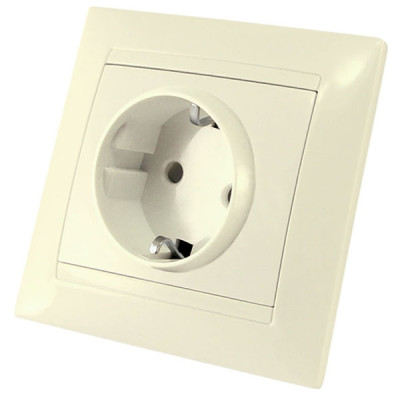 Розетка 1 мест 2П+З 16А 250В с защ. шт. сл. кость Розетка 1 мест 2П+З 16А 250В с защ. шт. сл. кость