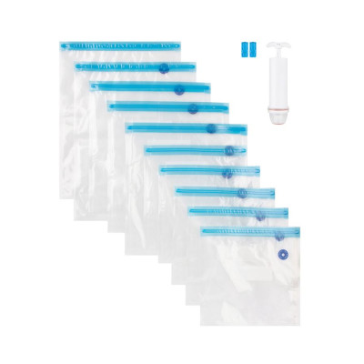 Набор вакуумных пакетов 10 шт 0,5л 0,7л 0,9л с насосом и клипсой Рыжий кот