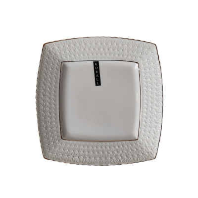 Тарелка керамическая обеденная 23 см Снежная королева квадр Корал