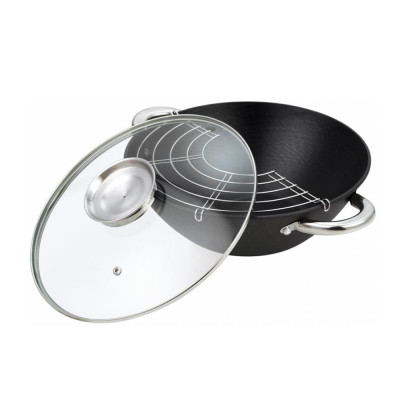 Казан чугунный 3,1 л 26 см стекл крышка решетка для гриля индукция Bekker Казан чугунный 3,1 л 26 см стекл крышка решетка для гриля индукция Bekker