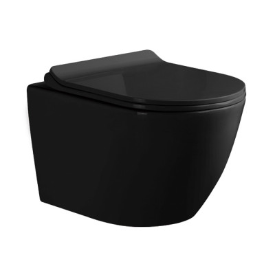 Унитаз подвесной Knois KN101000B черный, душевой слив, микролифт 53,3*36,5*35,5 см