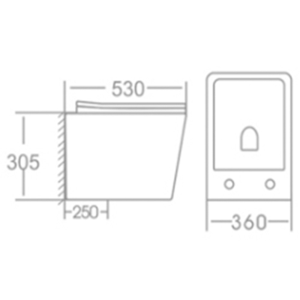 Унитаз подвесной Knois KN102000B черный, душевой слив, микролифт 53,5*36*34 см