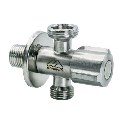 Кран для подключения сантехнической арматуры трехпроходной 1/2