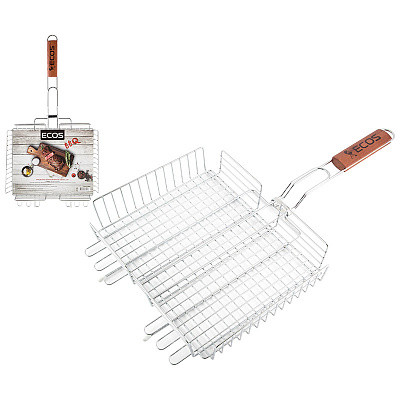 Решетка для  барбекю стальная 55(+4)х31х24х5,5см дерев ручка Basic Ecos