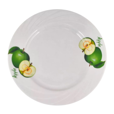 Тарелка фарфоровая обеденная 24 см Зеленое яблоко Добрушский