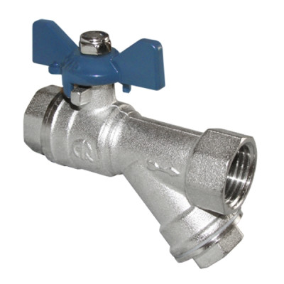 Кран шаровый с косым фильтром 3/4 Кран шаровый с косым фильтром 3/4