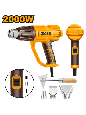Фен технический INGCO HG200078 набор 4 предмета, 2000 Вт , 3 режима, t 50 - 550 INDUSTRIAL Фен технический INGCO HG200078 набор 4 предмета, 2000 Вт , 3 режима, t 50 - 550 INDUSTRIAL