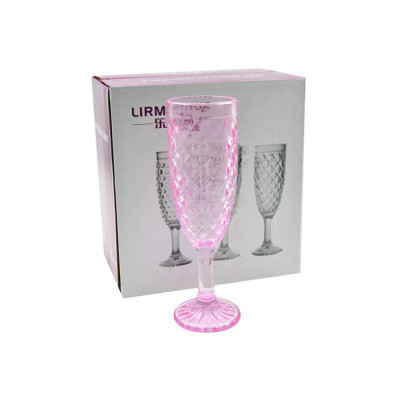 Набор стеклянный бокалов 6 пр 188 мл  розовое стекло 82188