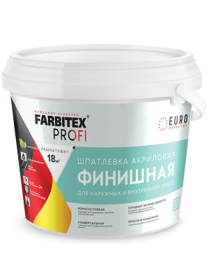 Шпатлевка финишная для наружных и внутренних работ Farbitex Profi 6 кг