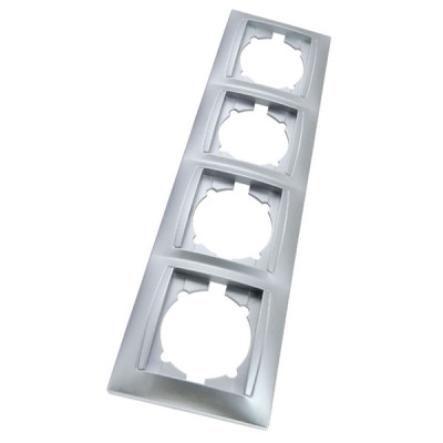 Рамка 4-х постовая вертикальная серебр. металлик Рамка 4-х постовая вертикальная серебр. металлик