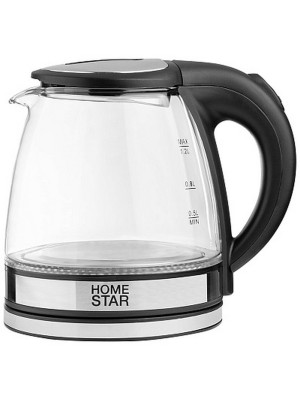 Чайник стеклянный электрический 1,2 л 1,5 кВт подсветка черный HS-1052 HomeStar Чайник стеклянный электрический 1,2 л 1,5 кВт подсветка черный HS-1052 HomeStar