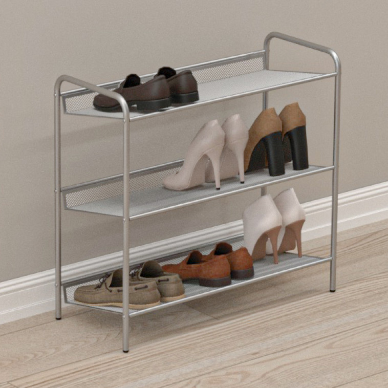 Подставка металлическая для обуви 3-х ярусная 64,5*27*60 см графит Женева 23 ЗМИ