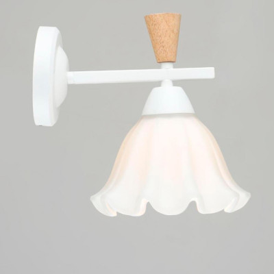 Бра 1 плафон  22*16,5*21 см Е27 60Вт 4м2 дерево плафон стекло белый Baizheng