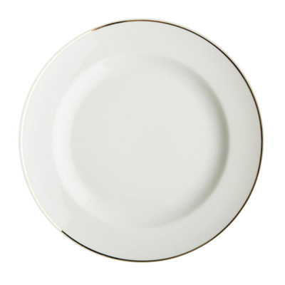 Тарелка фарфоровая обеденная 24 см Универсал Отводка золотом по краю Добрушский