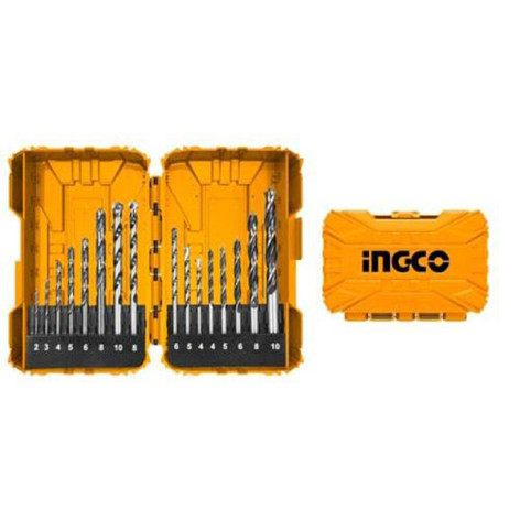 Набор сверл по дереву, металлу, бетону 16шт INGCO