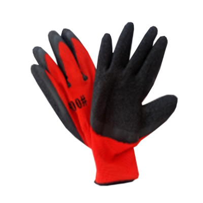 Перчатки нейлоновые (Ф) облив вспененный латекс красно-черные В18