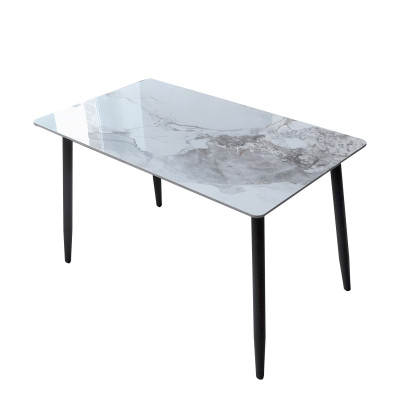 Стол кухонный керамогранит 120*70 см каркас металл черные ноги 7A 2 части Baizheng