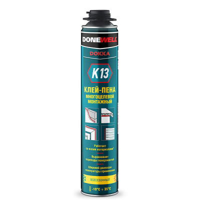 Клей-пена полиуретановый монтажный проф Donewell К13 всесезонный 1000мл
