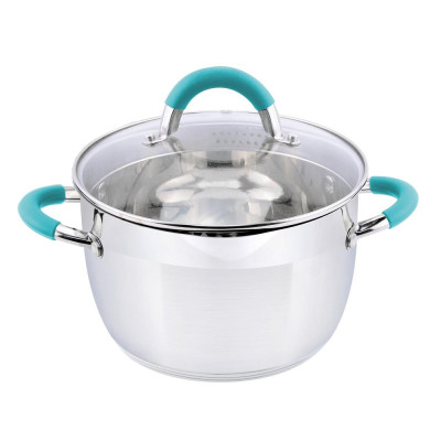 Кастрюля нерж сталь  2,1 л стекл крышка-дуршлаг силикон ручка Bravo Mallony
