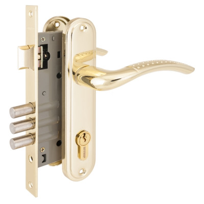 Замок врезной 132/3 GP латунь  АЛЛЮР