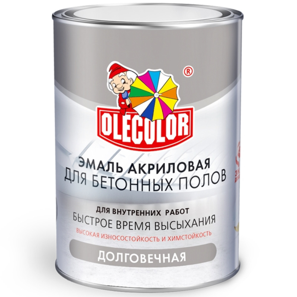 Эмаль акр для бетонных полов серая10,0кгOLECOLOR(1).