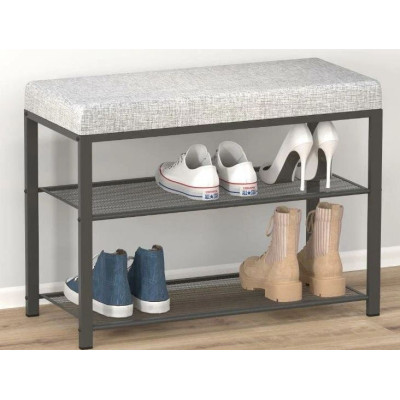 Банкетка металлическая 67*30*49 см черный сиденье серый Торонто 23S ЗМИ