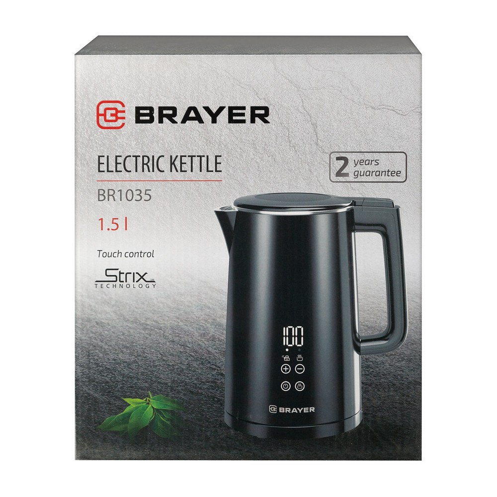Чайник пластиковый электрический 1,5 л 2,2 кВт сенсорное управ черный Strix Cool Touch Brayer