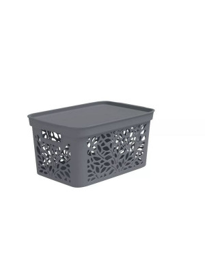 Корзина пластиковая  18 л 405*275*207 мм без крышки серый Leaves Полимербыт