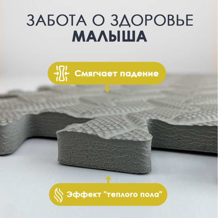 Фотография Коврик-пазл детский 9шт 30*30*1см серый Baizheng