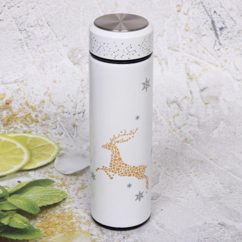 Термос металлический 500 мл Сказочный Олень белый