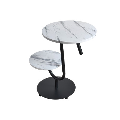 Стол МДФ журнальный 40*40*60 см 2-х ярусный рама металл черный белый мрамор Baizheng Стол МДФ журнальный 40*40*60 см 2-х ярусный рама металл черный белый мрамор Baizheng