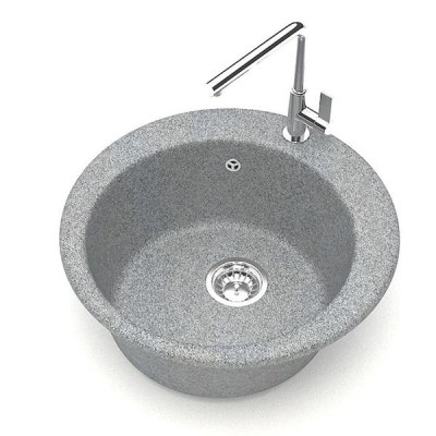 Мойка кухонная гранитная 30/Q8 темн серый (кругл) Карельский камень 475х475х180мм Мойка кухонная гранитная 30/Q8 темн серый (кругл) Карельский камень 475х475х180мм