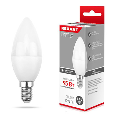 Лампа светодиодная E14 11,5 Вт 4000 K свеча 1093 лм Rexant