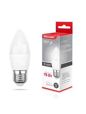 Лампа светодиодная E27  9,5 Вт 6500 K свеча 903 лм Rexant