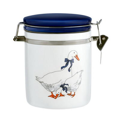 Банка керамическая 750 мл для сыпучих продуктов крышка с клипсой Гуси Мфк Банка керамическая 750 мл для сыпучих продуктов крышка с клипсой Гуси Мфк