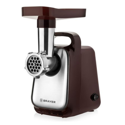Мясорубка 1300 Вт 1,5 кг/мин реверс 2 диска 6 насадок коричневый Brayer