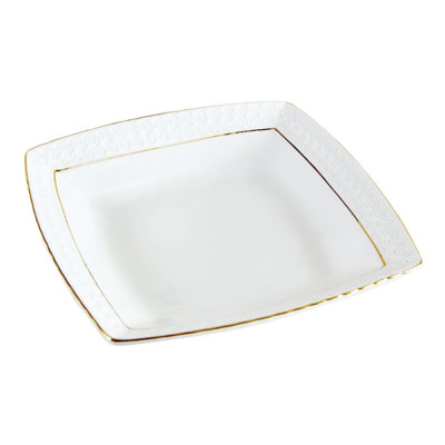 Тарелка керамическая суповая  19 см 610 мл Снежная королева квадр Коралл