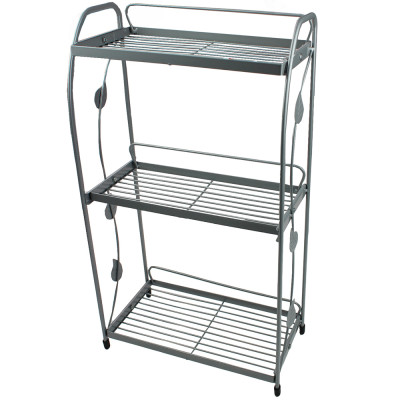 Полка металлическая для ванной 3-х ярусная 30*17*56,5 см серебряный Листочки Baizheng