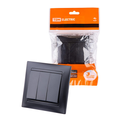 Выключатель 3-х кл. 10А графит 