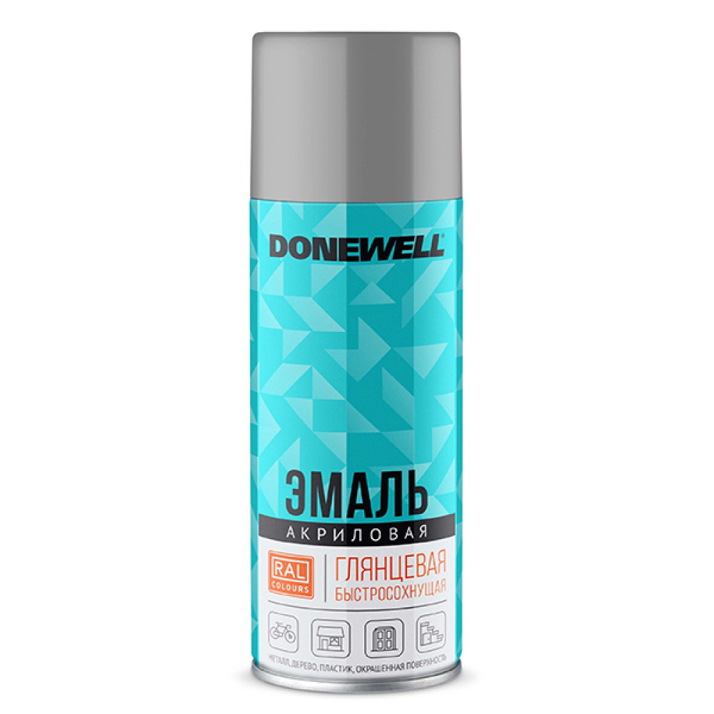 Эмаль аэроз. акриловая светло-серая глянцевая RAL7035 520мл Donewell DW-A7035
