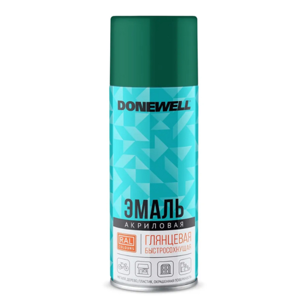 Эмаль аэроз. акриловая темно-зеленая глянцевая RAL6016 520мл Donewell DW-A6016