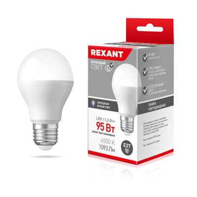 Лампа светодиодная E27 11,5 Вт 6500 K A60 груша 1093 лм Rexant