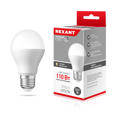 Лампа светодиодная E27 15,5 Вт 2700 K A60 груша 1473 лм Rexant