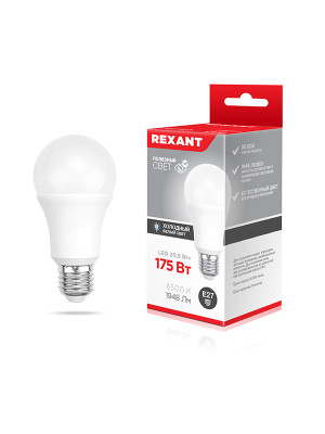 Лампа светодиодная E27 20,5 Вт 6500 K A60 груша 1948 лм Rexant Лампа светодиодная E27 20,5 Вт 6500 K A60 груша 1948 лм Rexant