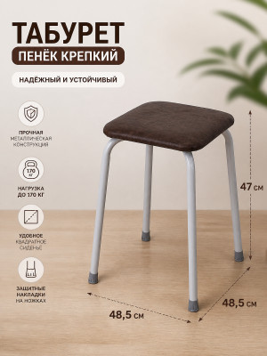 Табурет металлический ЗМИ Пенёк крепкий 48,5×48,5×47 см, квадратный, коричневый, до 170 кг Табурет металлический ЗМИ Пенёк крепкий 48,5×48,5×47 см, квадратный, коричневый, до 170 кг