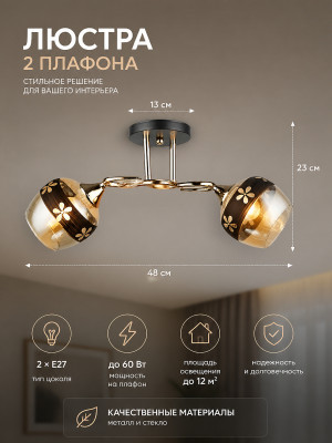 Люстра 2 плафона 48*13*23 см N4170-2 Baizheng