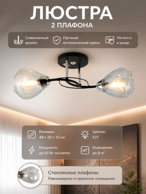 Люстра 2 плафона 48*20*15 см Е27 Baizheng Люстра 2 плафона 48*20*15 см Е27 Baizheng