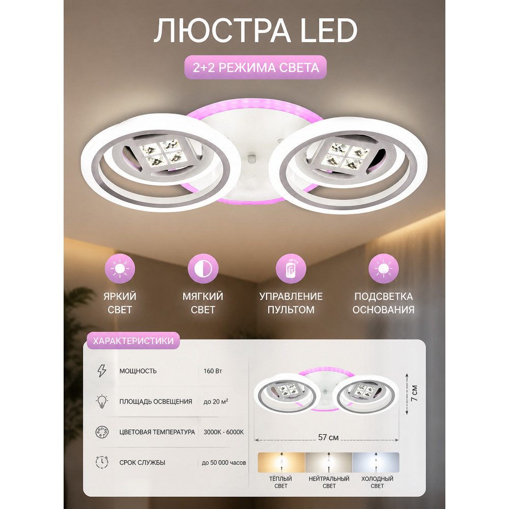 Люстра LED L6807-2+2